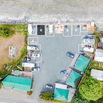 Space 6 highlighted in a row of 12 RV parking spots.